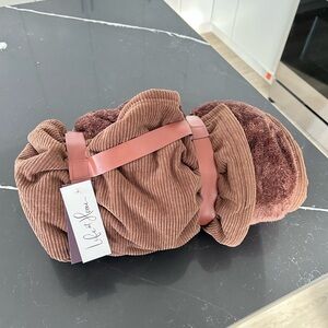 Life At Home Brown Corduroy Plush Throw Blanket